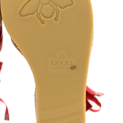 Gucci Nappa Matelasse GG Marmont Ankle Wrap Platform 35/120mm Espadrille Wedges 38 Hibiscus Red 6 of 8