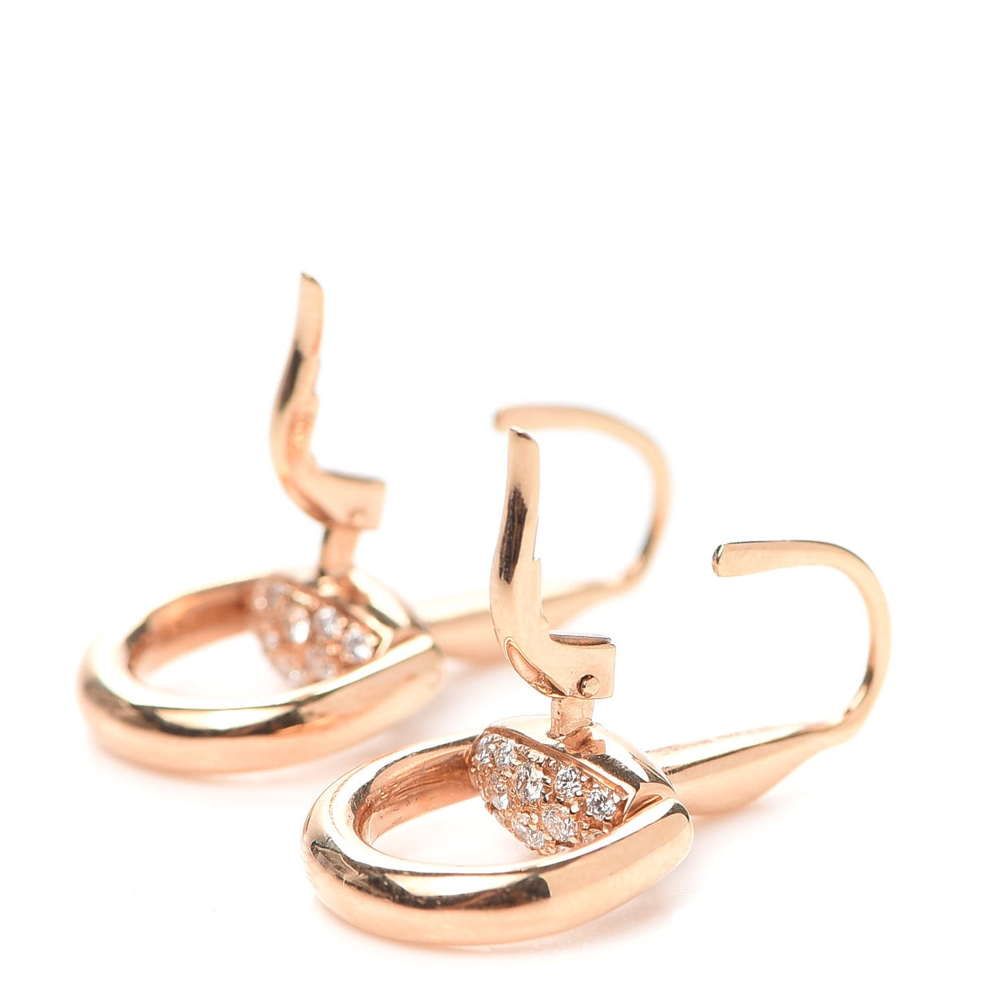 18K Rose Gold Diamond Horsebit Drop Earrings