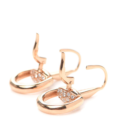 Gucci 18K Rose Gold Diamond Horsebit Drop Earrings 3 of 6