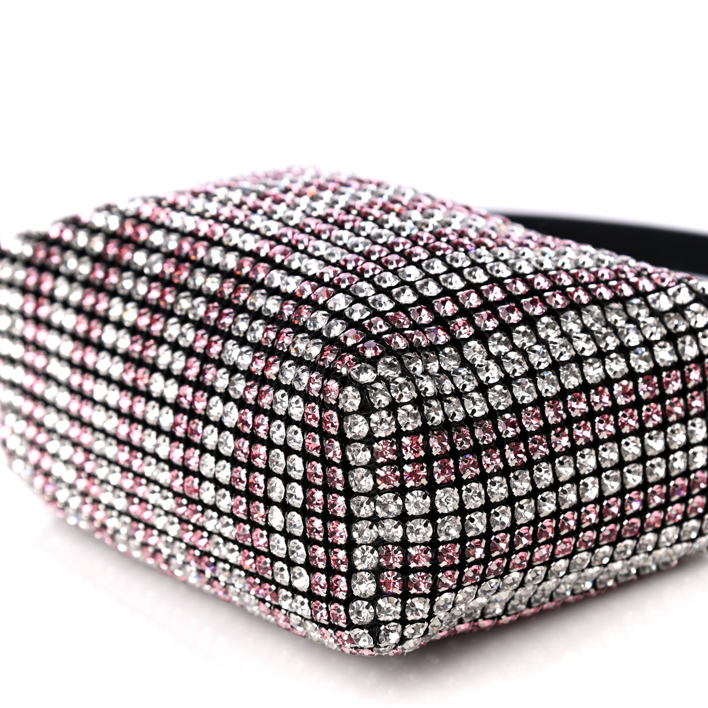 Mesh Crystal Rhinestone Mini Heiress Pouch Pink Silver