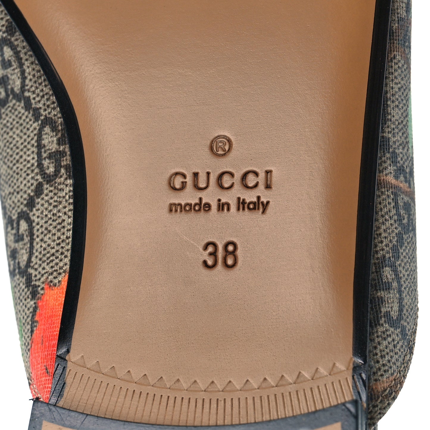 GG Supreme Monogram Tian Womens Princetown Slippers 38 Beige Ebony Multicolor