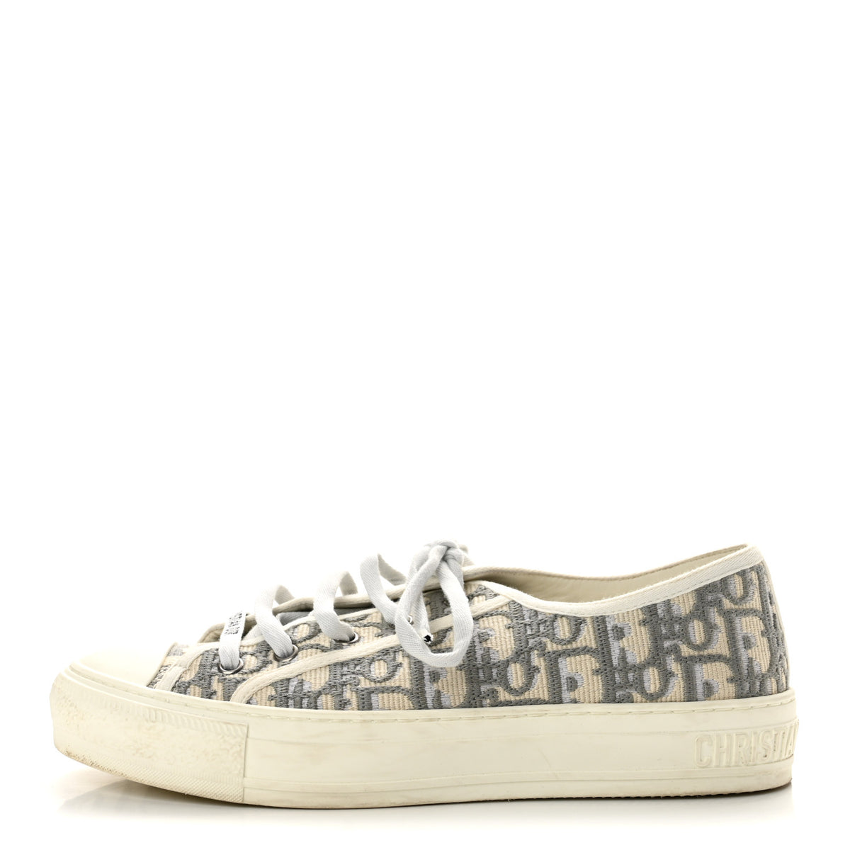 Canvas Oblique Walk'N'Dior Low Top Sneakers 39 Grey Stone