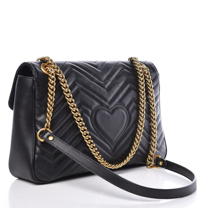 Gucci Calfskin Matelasse Medium GG Marmont Shoulder Bag Black 4 of 15