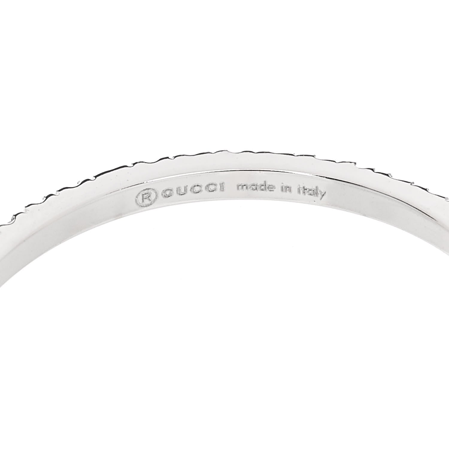 Gucci 18K White Gold Diamond Interlocking G Ring 53 6.25 5 of 6