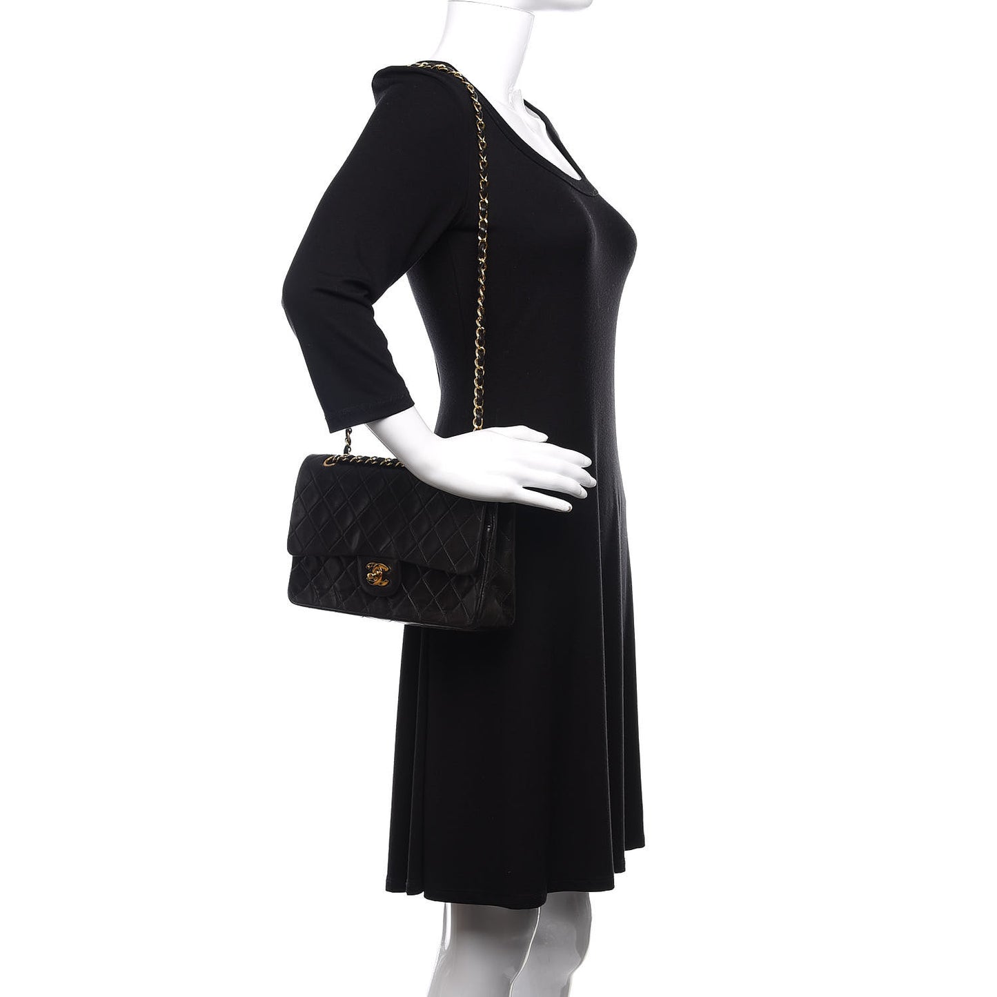 Lambskin Quilted Medium Double Flap Black