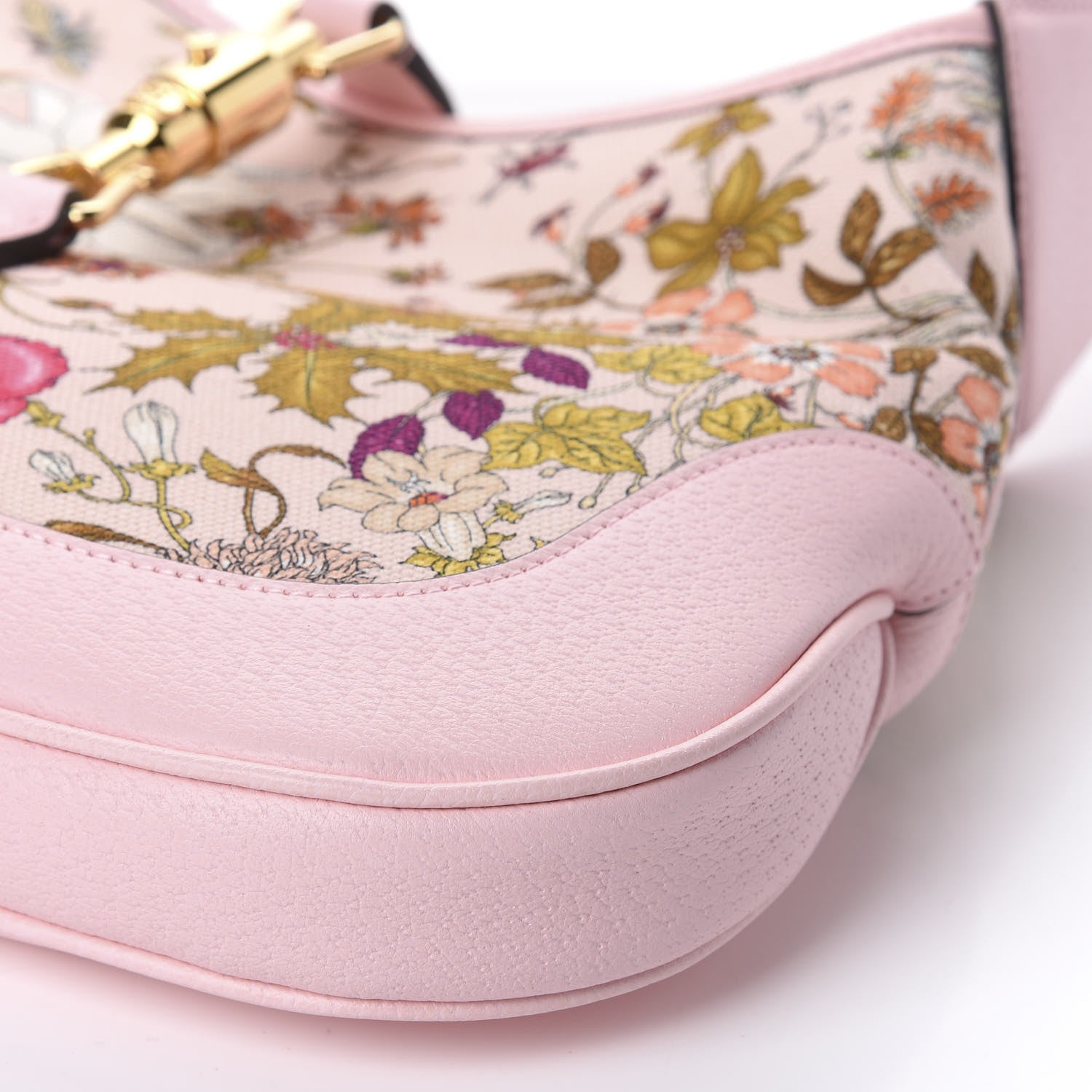 Gucci Canvas Flora Medium Jackie Hobo Light Pink 6 of 10