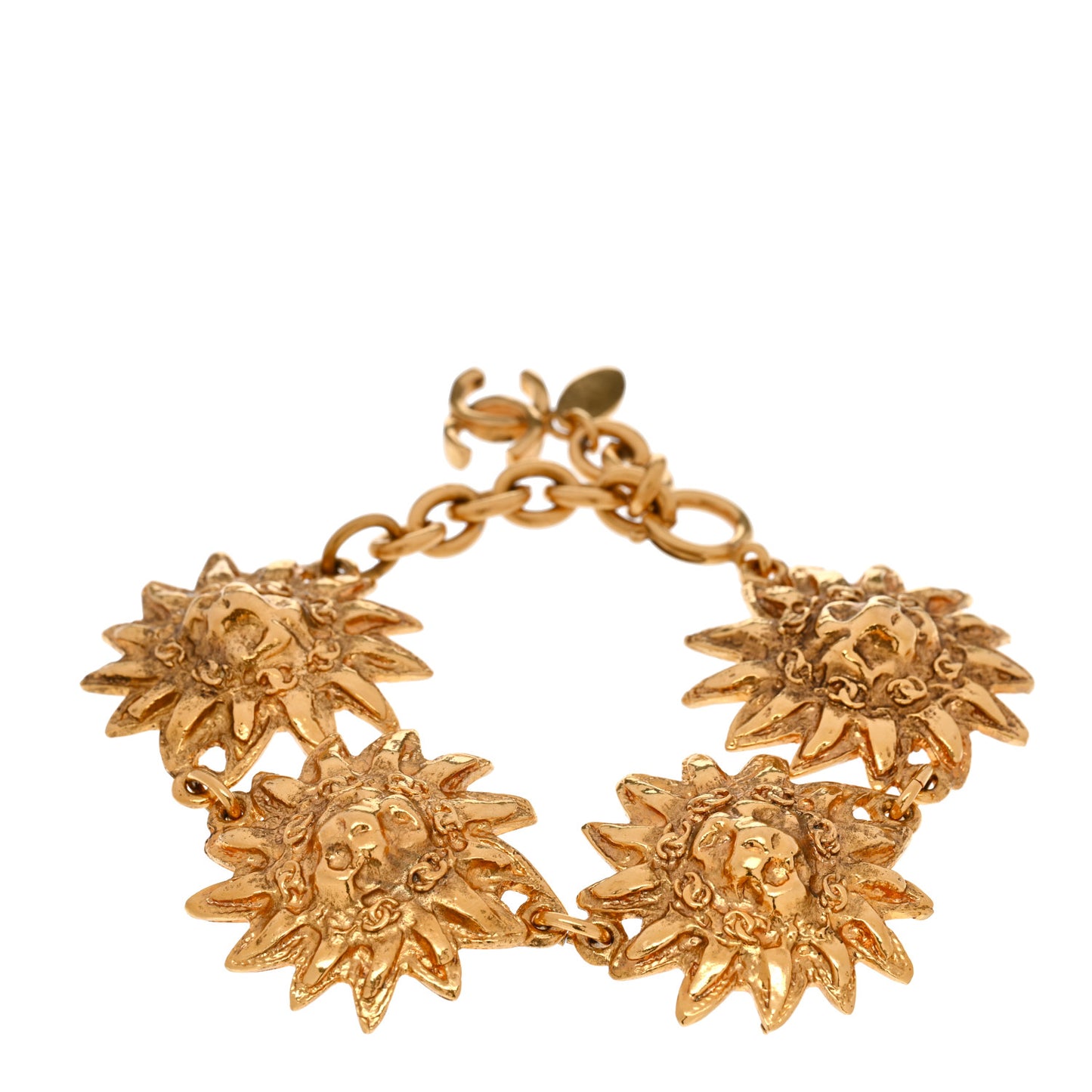 Leo Lion Sun Medallion Bracelet Gold