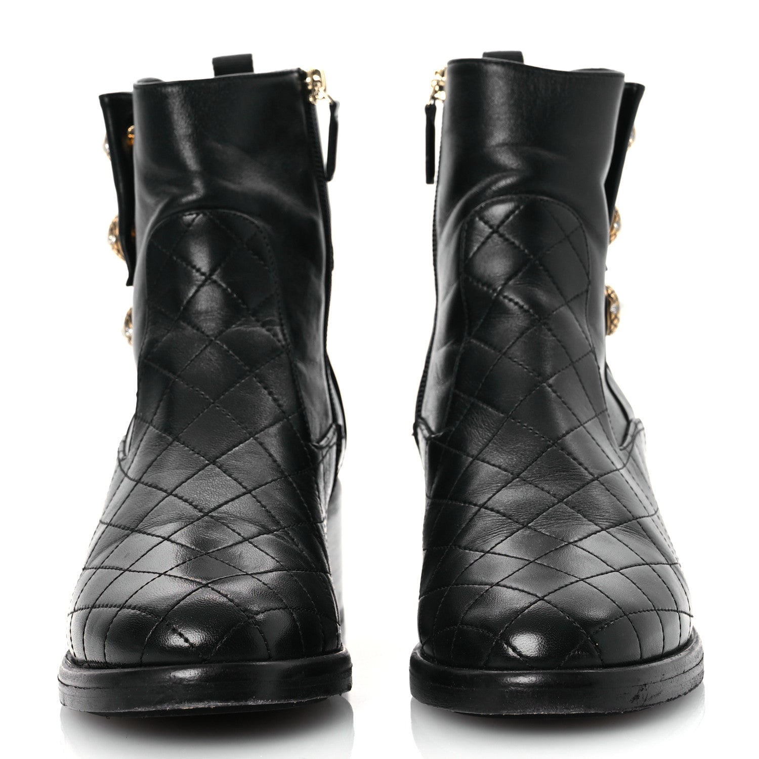 Chanel Lambskin Pearl Short Boots 40.5 Black 2 of 12