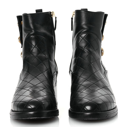 Chanel Lambskin Pearl Short Boots 40.5 Black 2 of 12