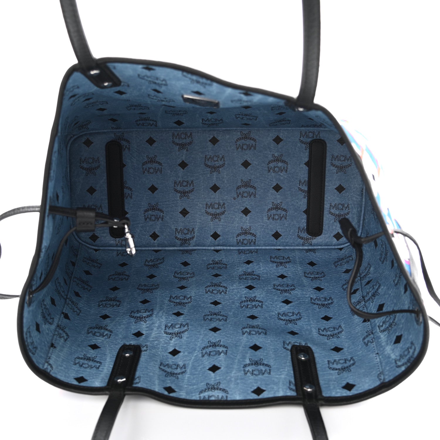 MCM Visetos Medium Project Reversible Shopper Tote Munich Blue 8 of 17