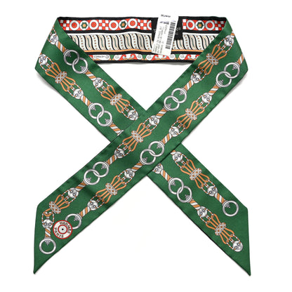 Hermes Silk Harnais En Rosace Twilly Vert Beige Vermillion 1 of 4