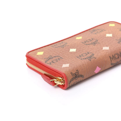 MCM Skyoptic Visetos Zip Around Wallet Cognac Red 5 of 9