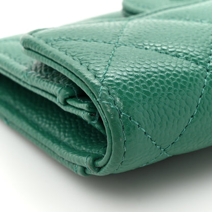 Chanel Caviar Quilted Flap Card Holder Wallet Green 12 of 13