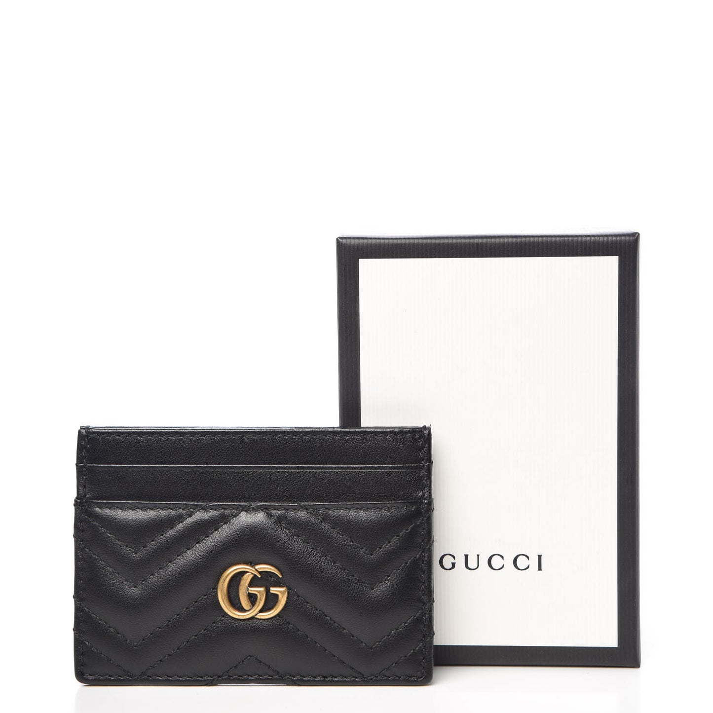 Calfskin Matelasse GG Marmont Card Holder Black
