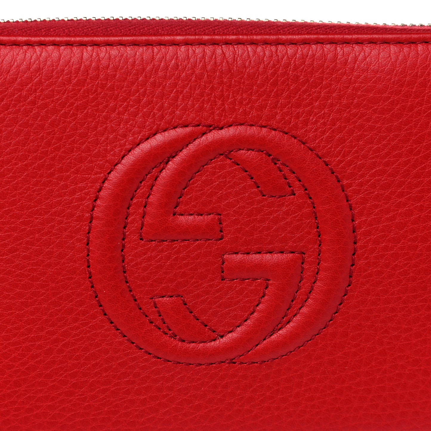 Pebbled Calfskin Soho Zip Around Wallet Red