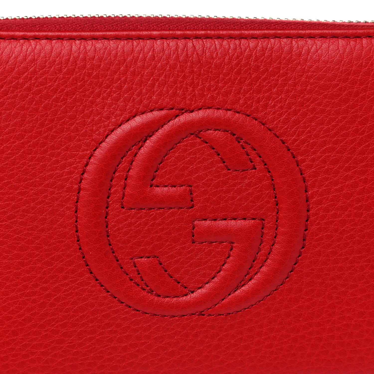 Gucci Pebbled Calfskin Soho Zip Around Wallet Red 8 of 10