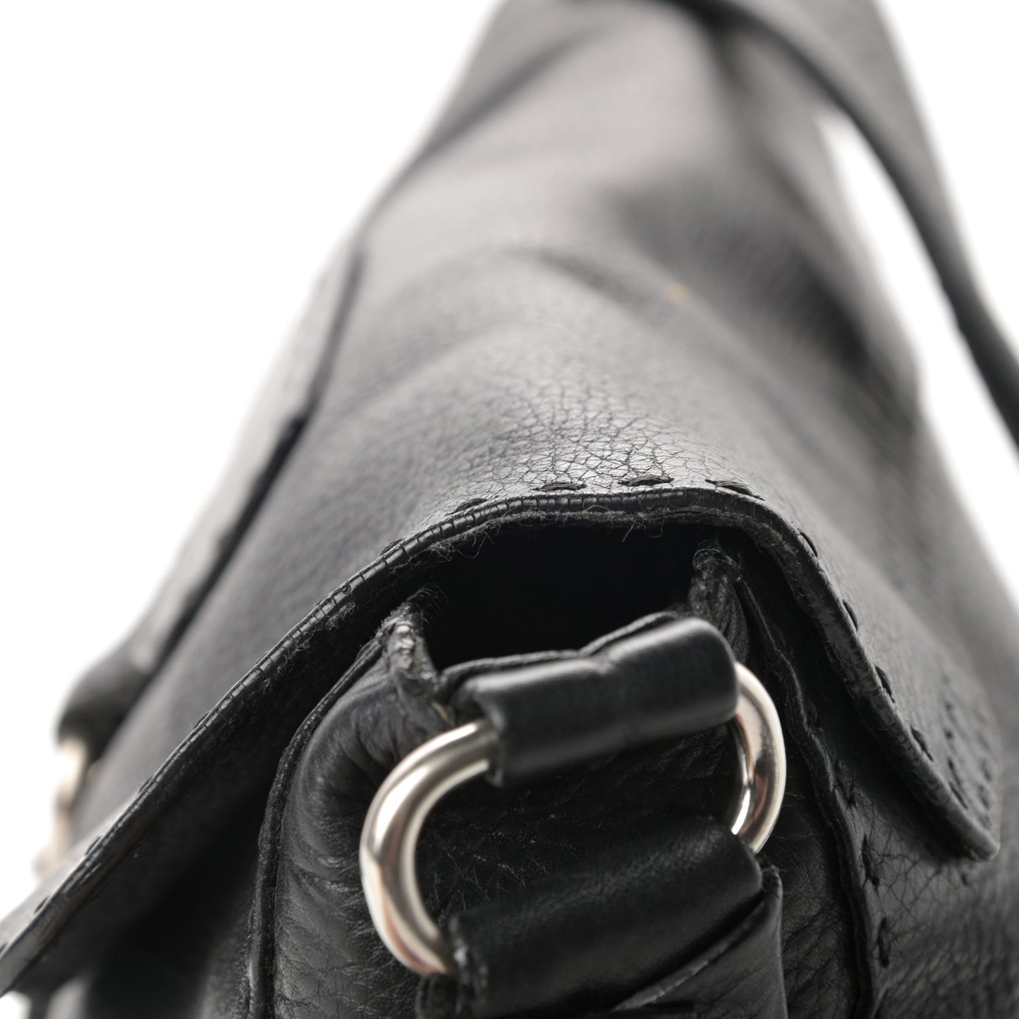 Vitello Daino Shoulder Flap Bag Black