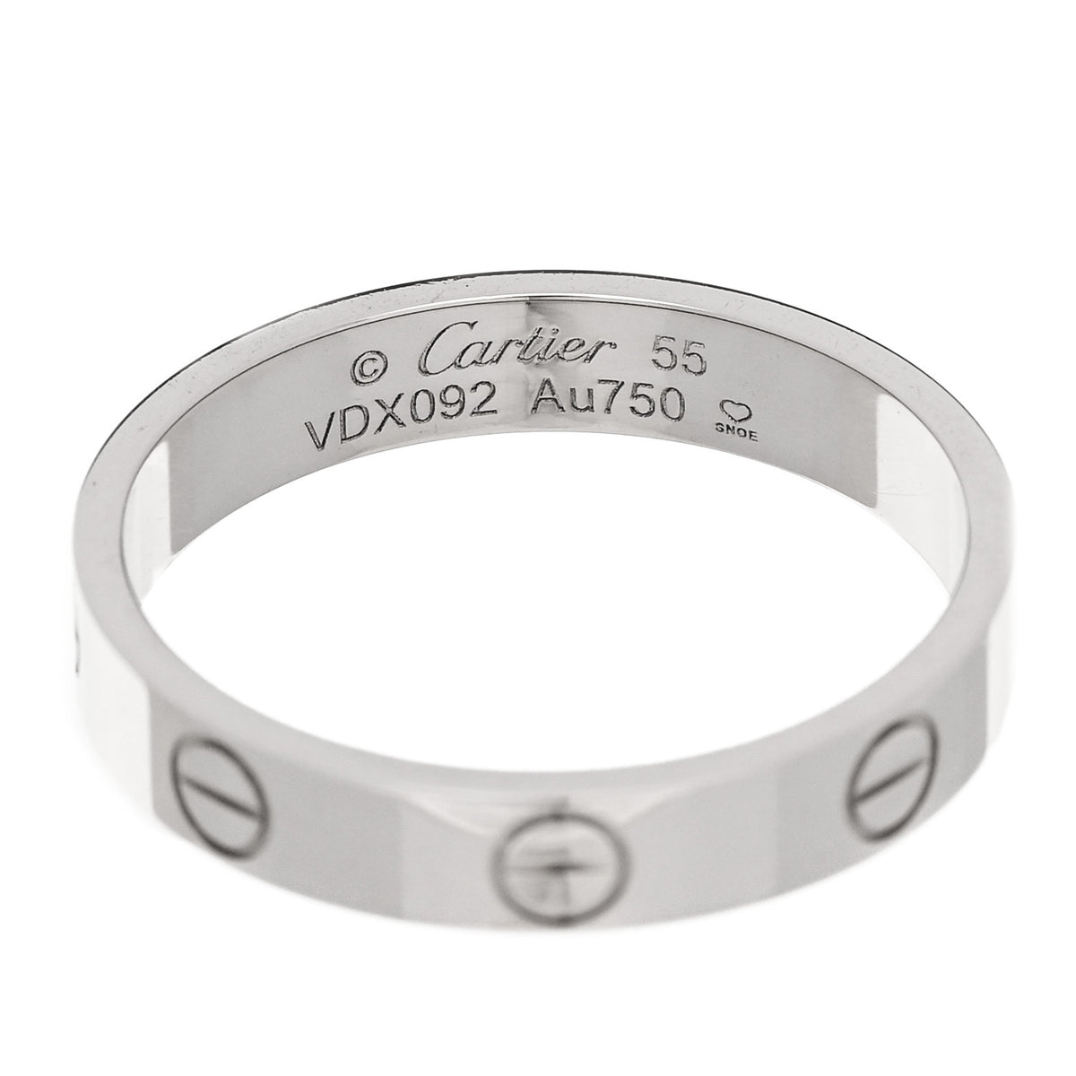 18K White Gold 3.5mm LOVE Wedding Band Ring 55 7.25