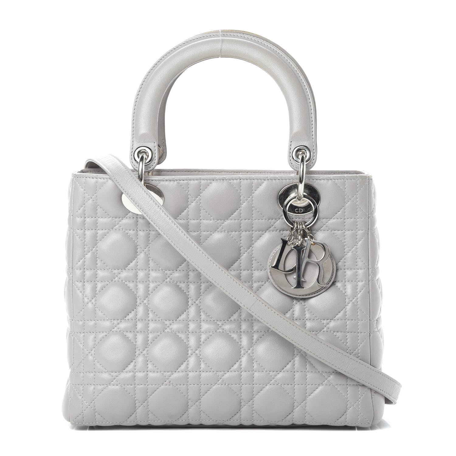 Christian Dior Lambskin Cannage Medium Lady Dior Grey 1 of 13
