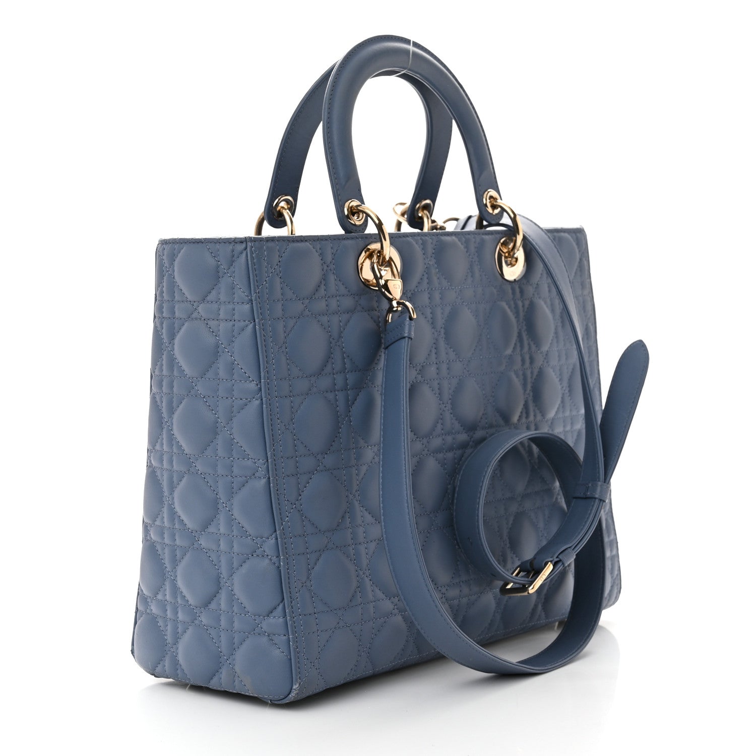 Christian Dior Lambskin Cannage Large Lady Denim 3 of 15