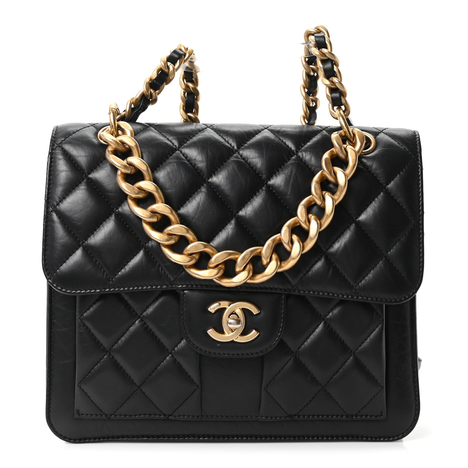 Chanel Aged Calfskin Quilted Double You Backpack Black 1 of 10