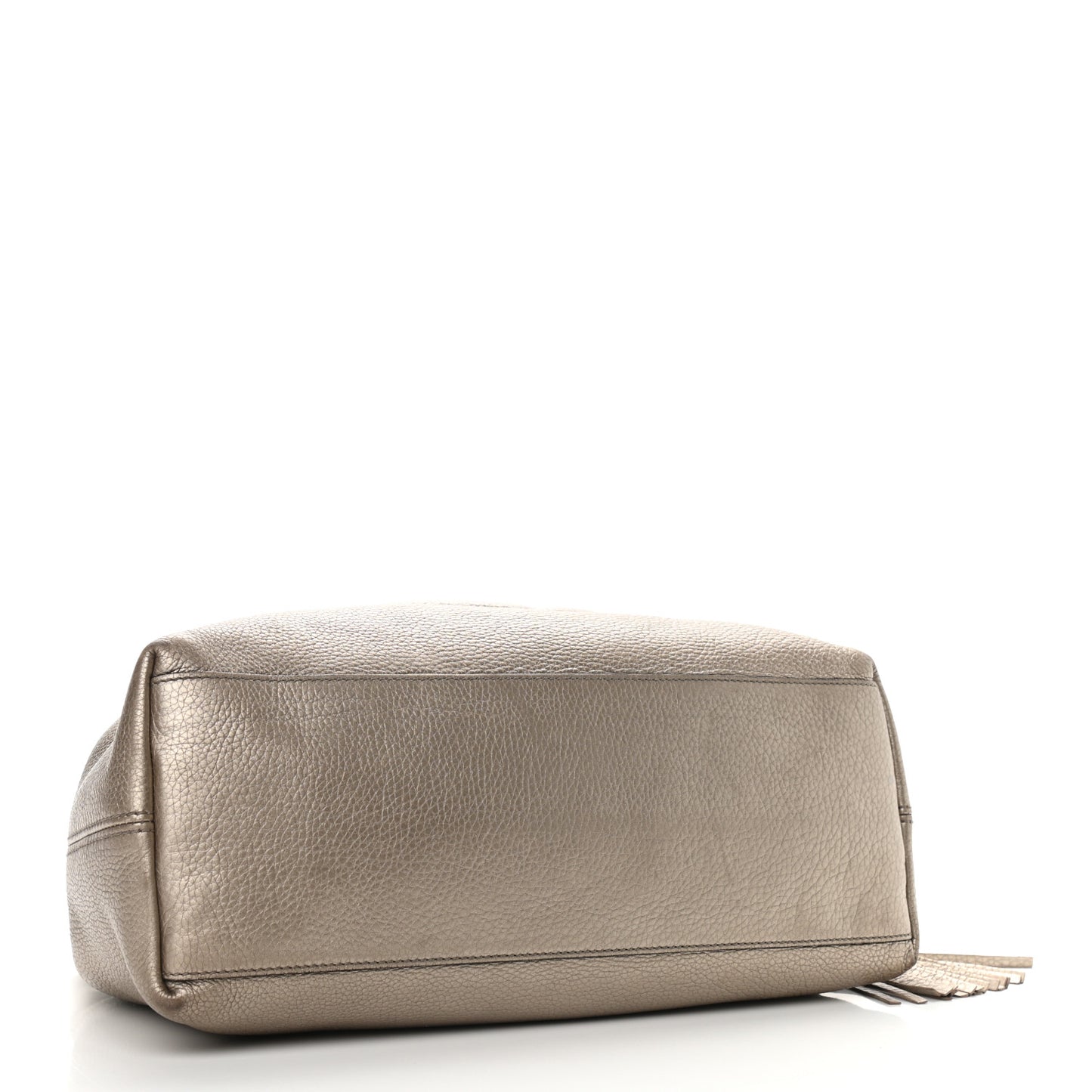 Metallic Pebbled Calfskin Medium Soho Chain Shoulder Bag Golden Beige