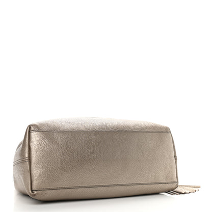 Gucci Metallic Pebbled Calfskin Medium Soho Chain Shoulder Bag Golden Beige 4 of 11