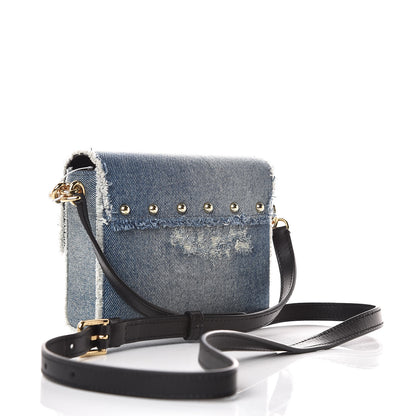 Dolce & Gabbana Crystal Embellished Denim Mini Lucia Satchel Blue 3 of 16