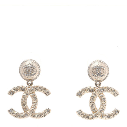 Chanel Crystal CC Drop Logo Earrings Gold 1 of 6