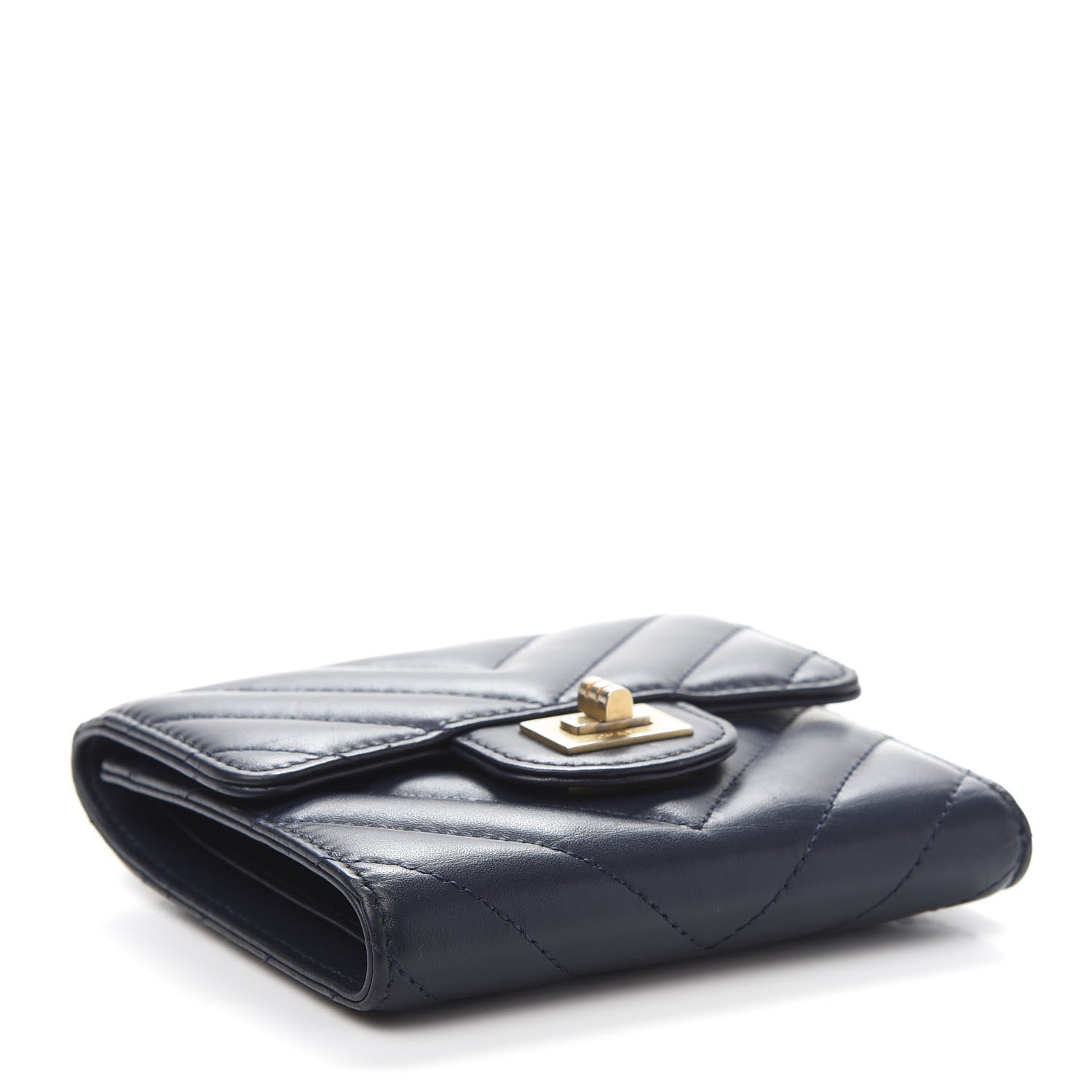 Chanel Calfskin Chevron Quilted 2.55 Reissue Compact Flap Wallet Dark Blue 4 of 9