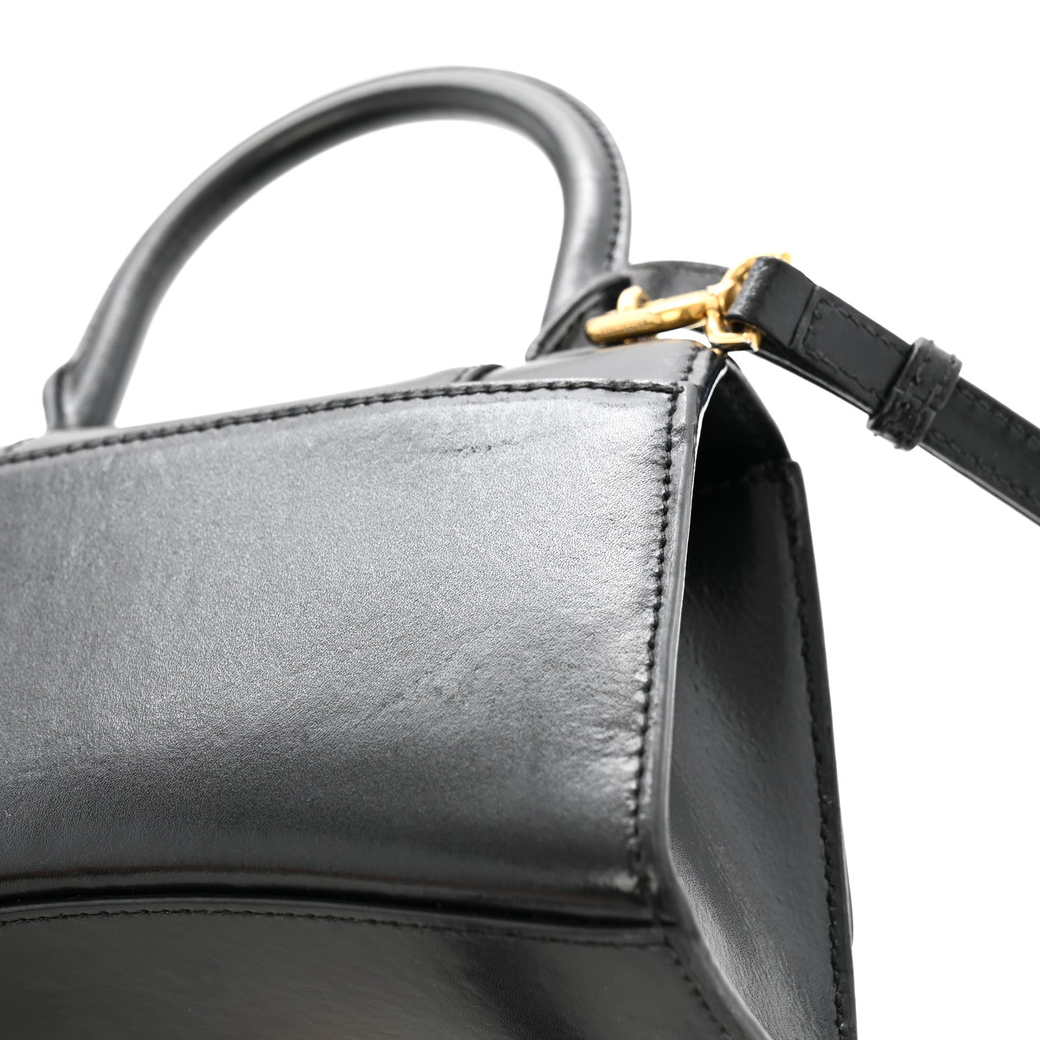 Balenciaga Shiny Box Calfskin Hourglass Top Handle Bag XS Black 12 of 15