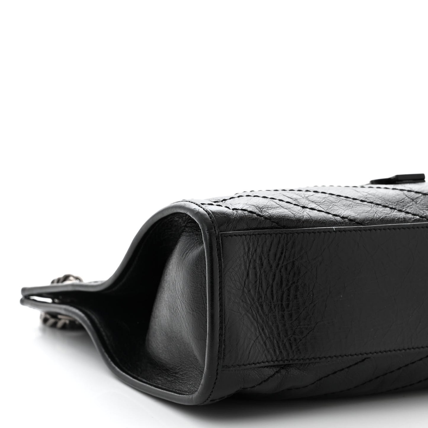 Crinkled Calfskin Matelasse Monogram Medium Niki Shopper Tote Black
