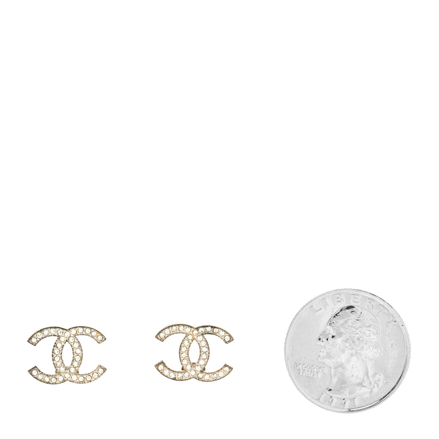 Chanel Crystal CC Earrings Silver 2 of 4