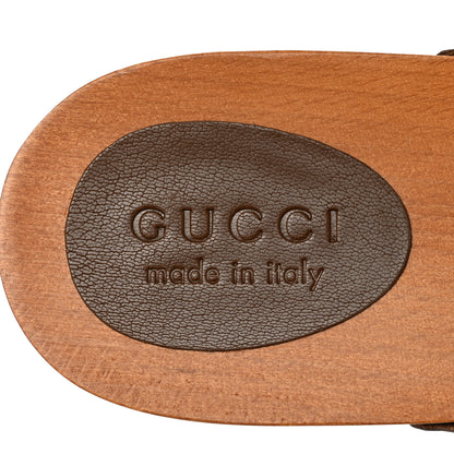 Gucci Monogram Quentin Goatskin Womens Horsebit Clog Mules 12 Beige Ebony Brown Sugar 7 of 9