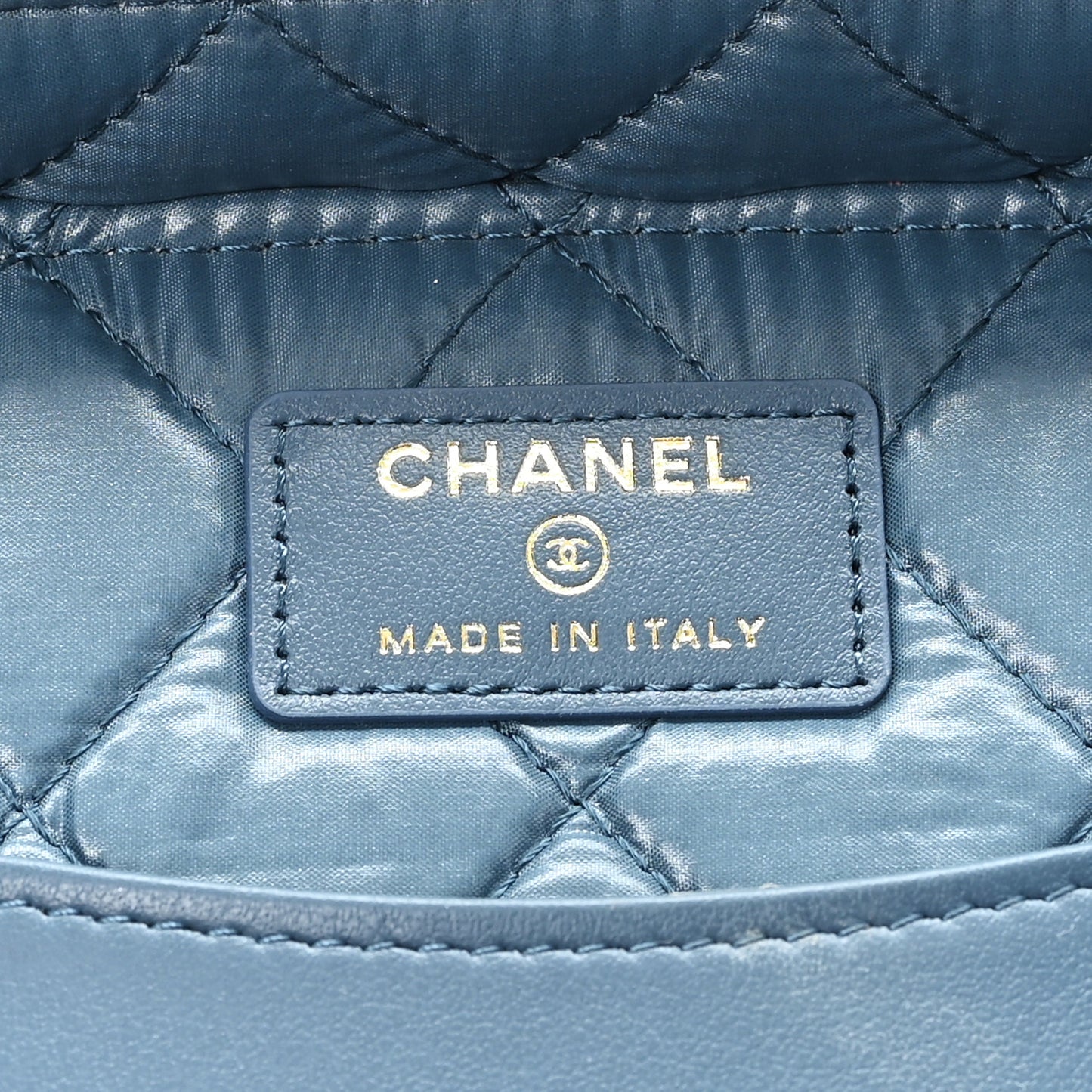 Caviar Quilted Large Vanity Pouch Blue