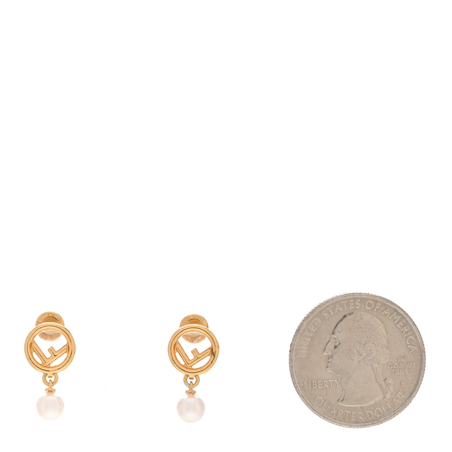 Metal Pearl F is Fendi Earrings Gold