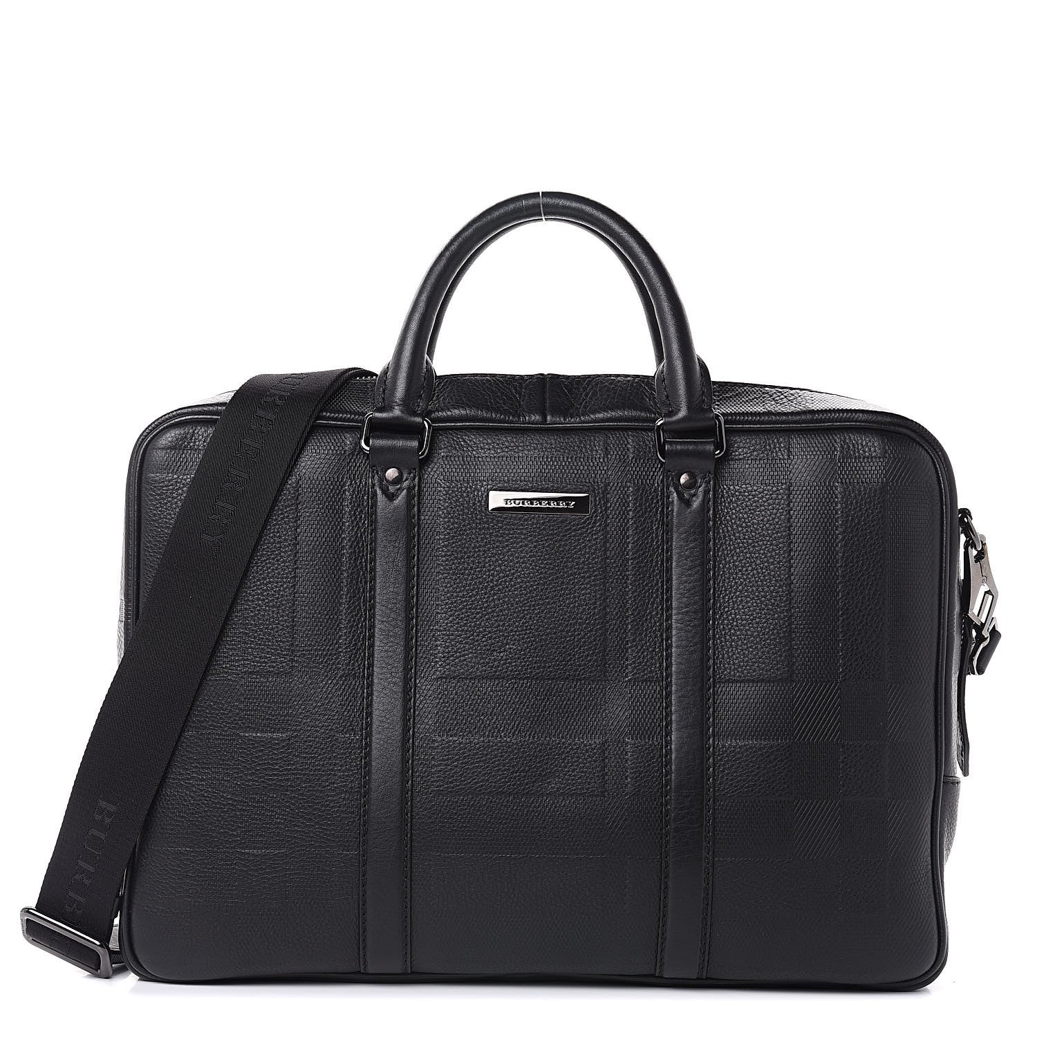Burberry Heritage Grain Check Embossed Briefcase Black 1 of 10