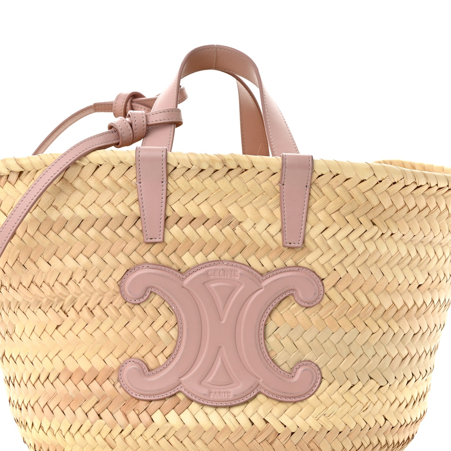 Raffia Calfskin Triomphe Teen Panier Vintage Pink