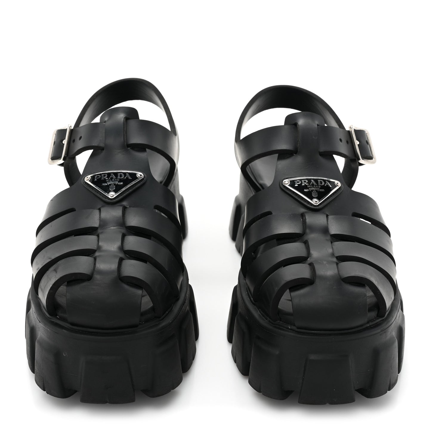 Foam Rubber Triangle Logo Monolith 55mm Cage Sandals 38 Black