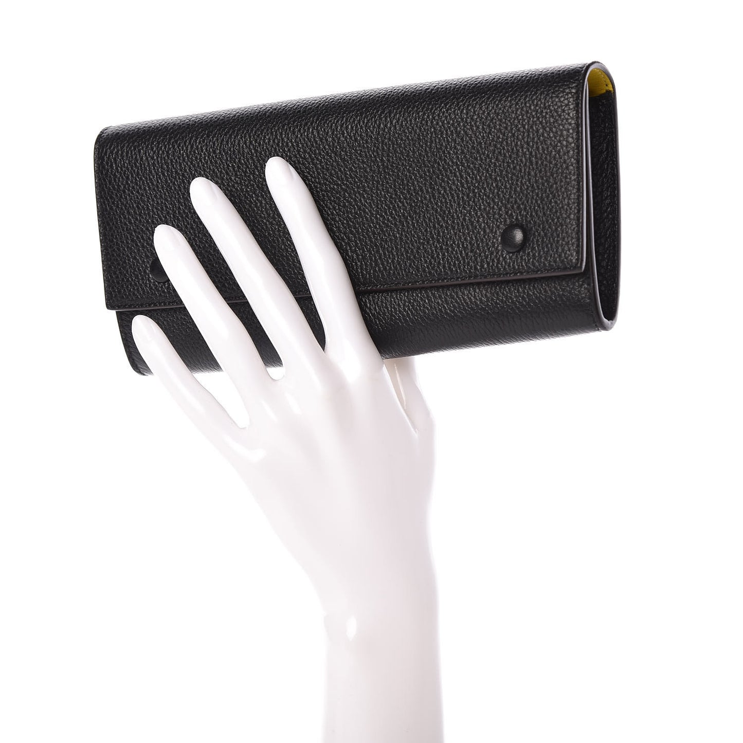 Drummed Calfskin Large Multifunction Flap Wallet Black