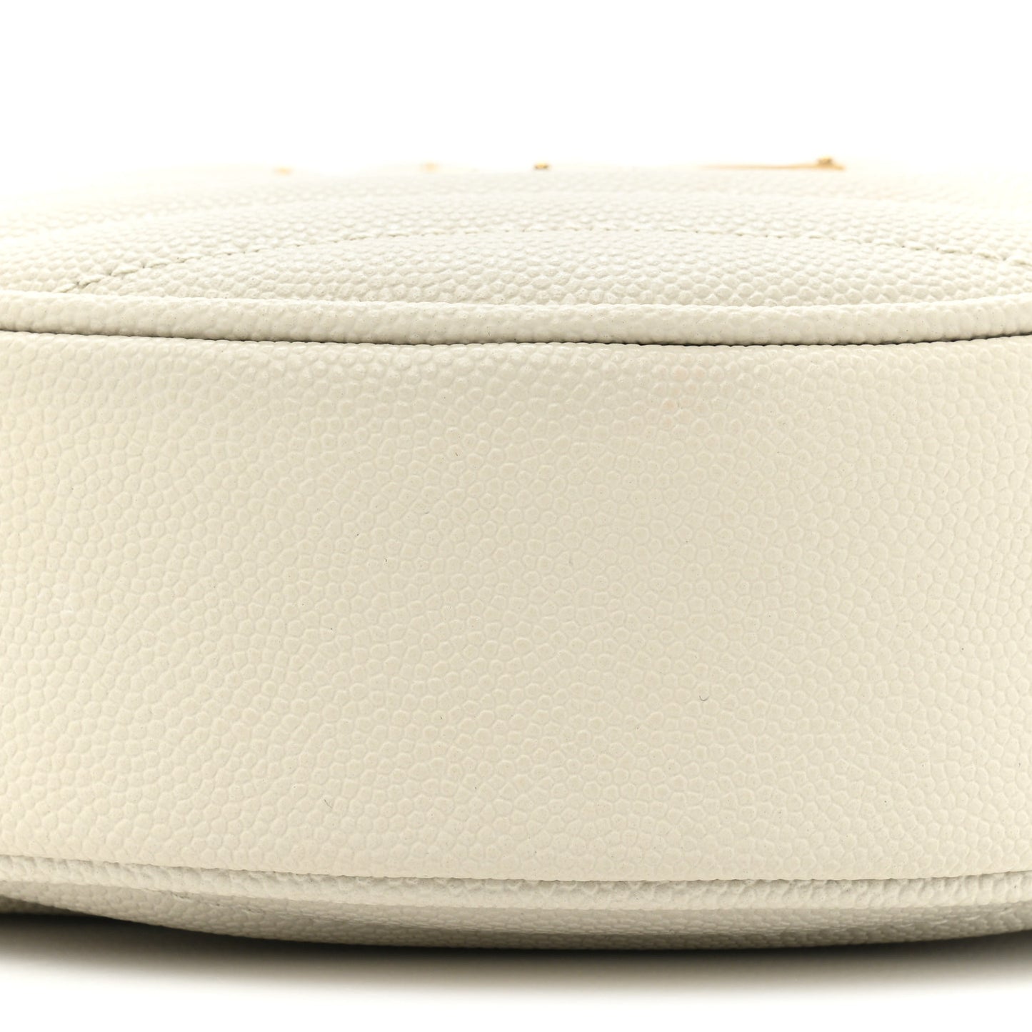 Grain De Poudre Matelasse Chevron Quilted Round Vinyle Camera Bag White