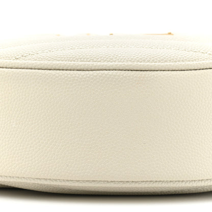 Saint Laurent Grain De Poudre Matelasse Chevron Quilted Round Vinyle Camera Bag White 9 of 10