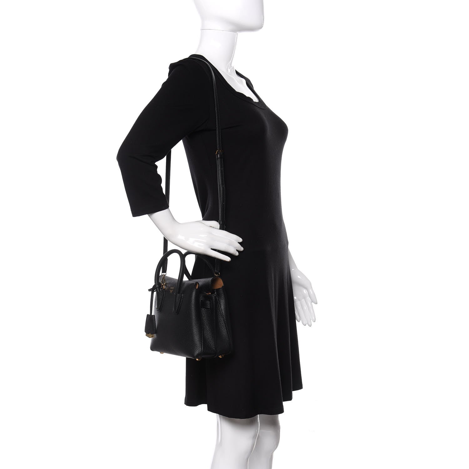 MCM Grained Calfskin Mini Milla Tote Black 2 of 8