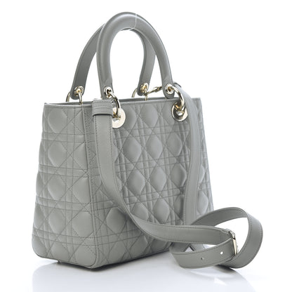 Christian Dior Lambskin Cannage Medium Lady Dior Grey 4 of 12
