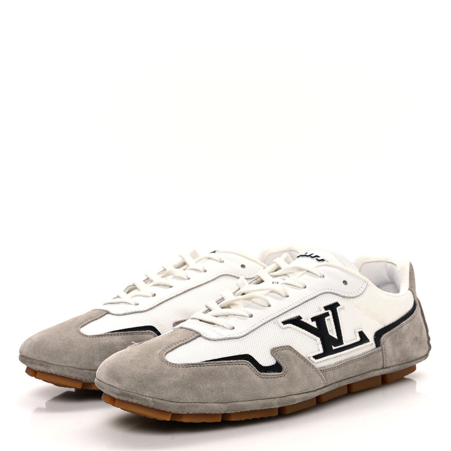 Louis Vuitton Suede Calfskin Mesh Rally Sneakers 8.5 Grey White 4 of 11