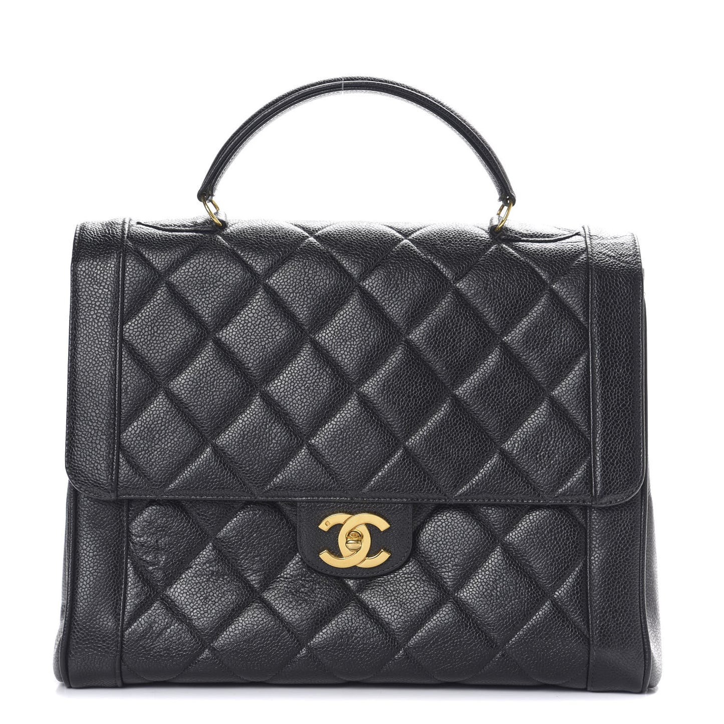 Caviar Quilted Jumbo Kelly Flap Black