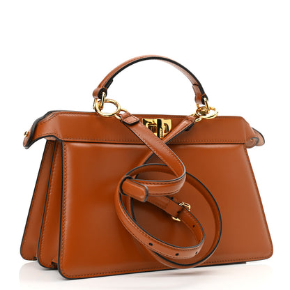 Fendi Vitello King Luxor Shiny Nappa Medium Peekaboo I SEE U East West Satchel Brandy Light Rose 3 of 10