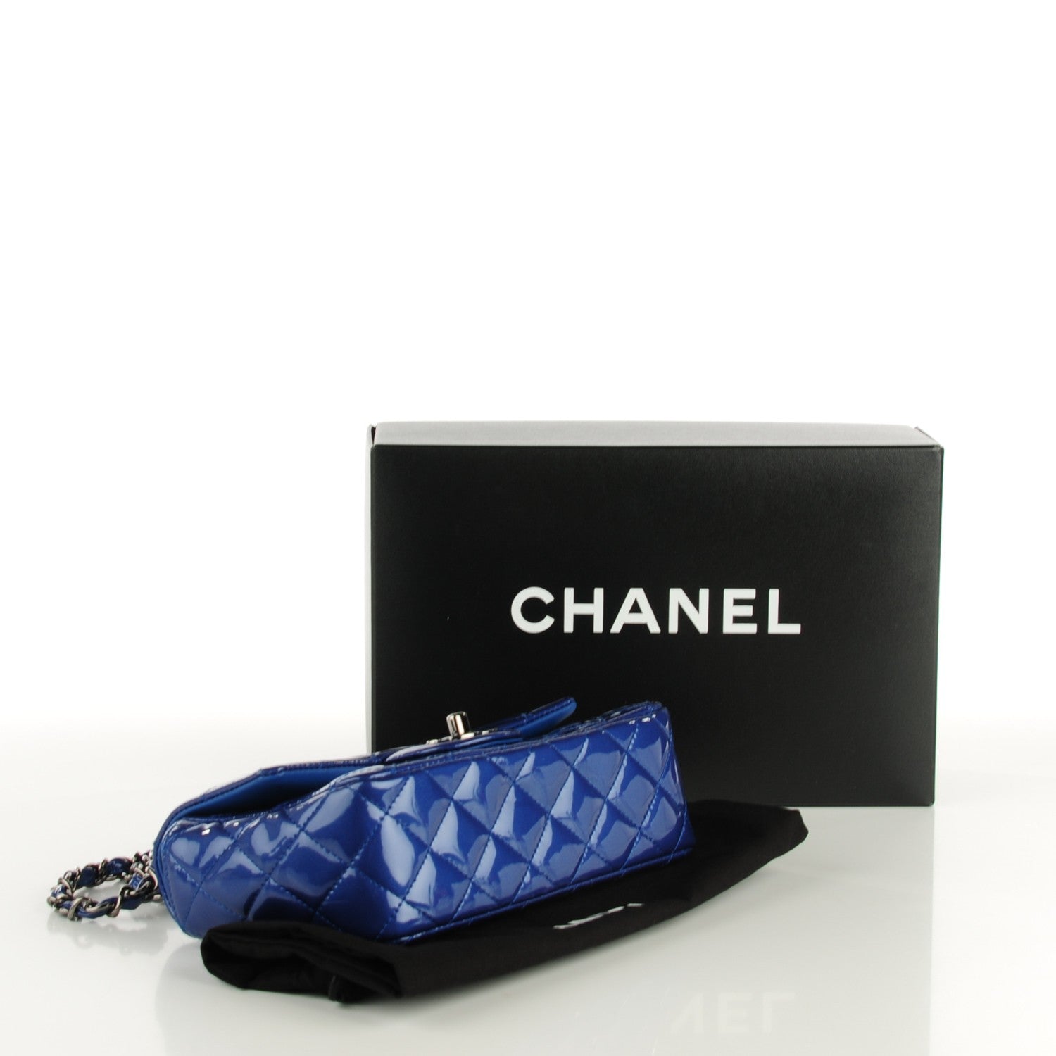 Chanel Patent Calfskin Quilted Mini Rectangular Flap Dark Blue 4 of 8