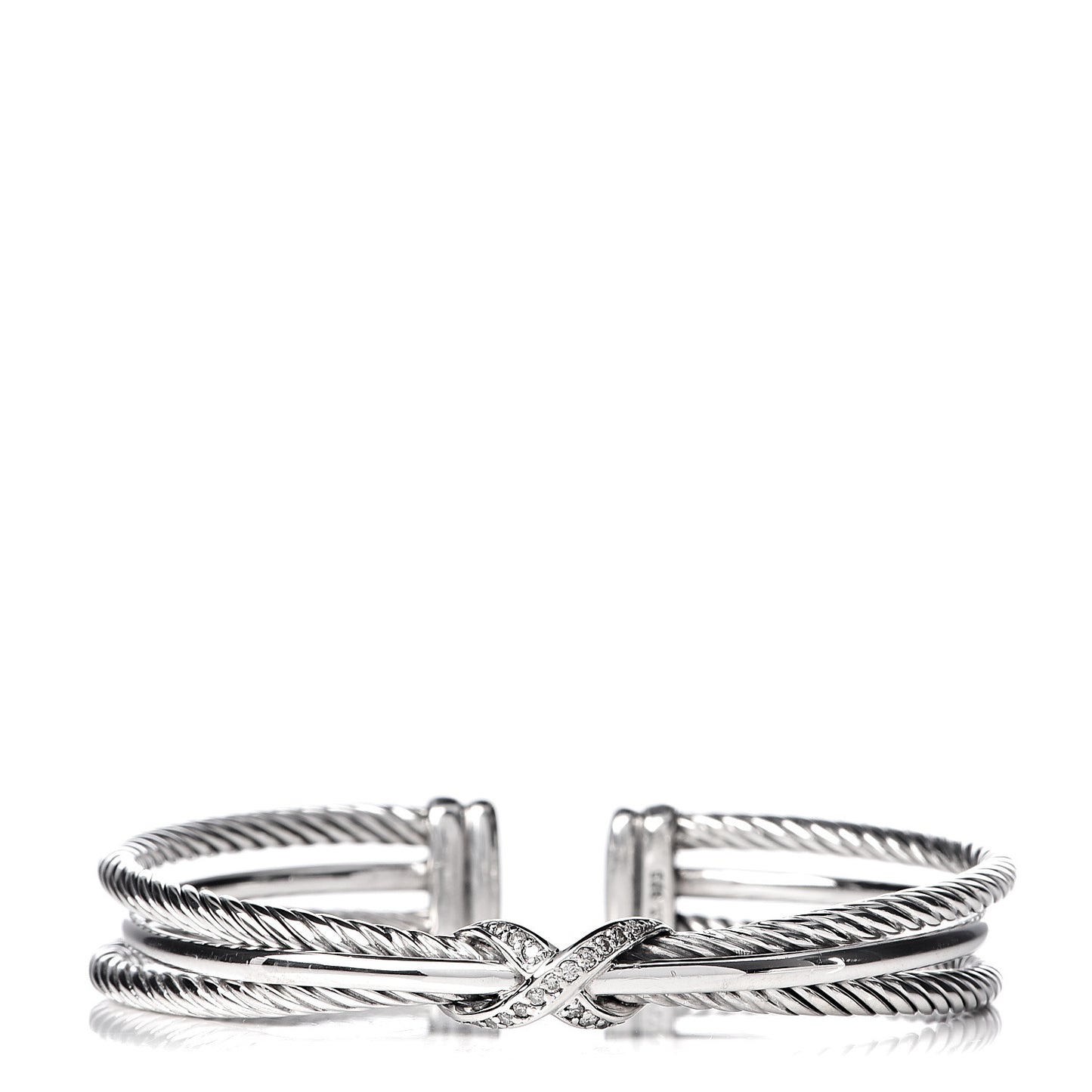 Sterling Silver Diamond 7mm Crossover X Bracelet