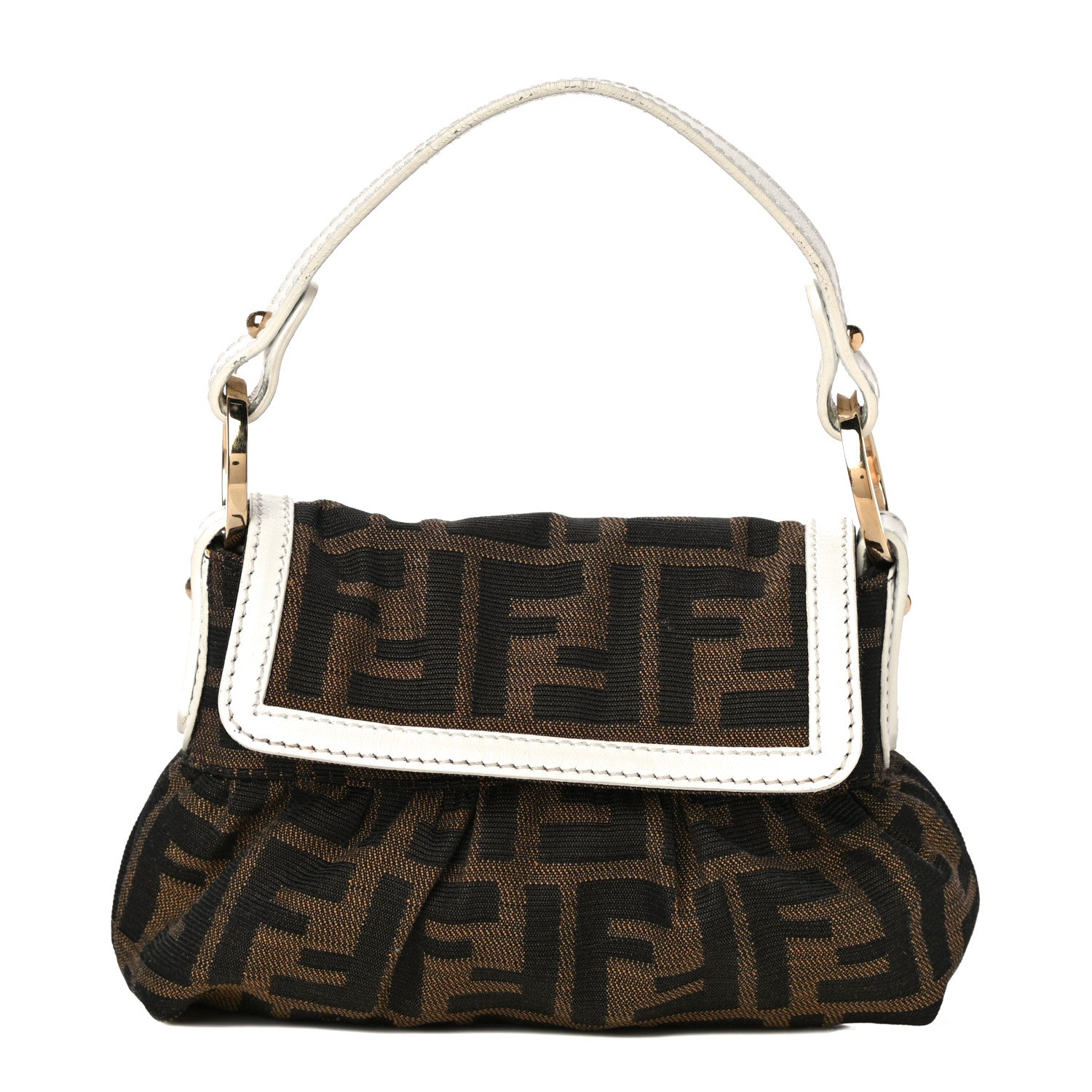 Fendi Zucca Cuoio Lucido Mini Chef Shoulder Bag Tobacco White 1 of 12